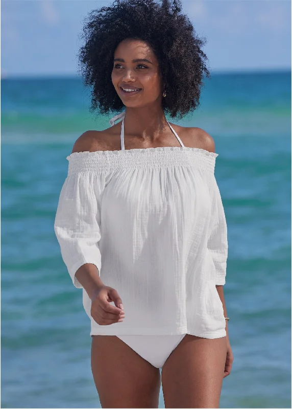 Pack And Go Shirt Cover-Up - Pearl White