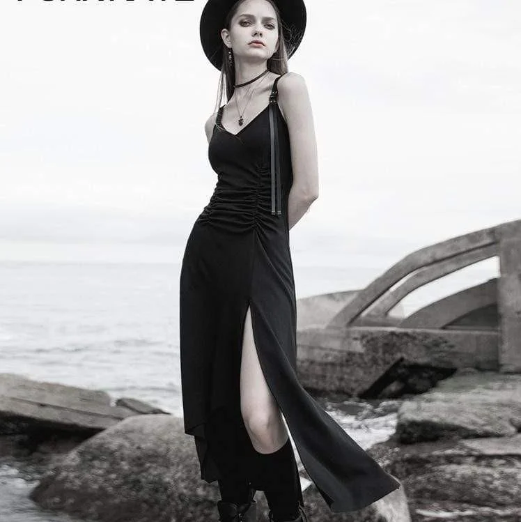 Women's Gothic Drapes Asymmetric Slit Dresses