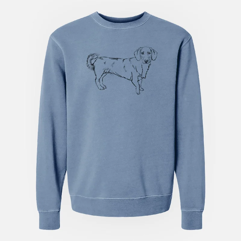 Doodled Buster the Basset Hound Mix - Unisex Pigment Dyed Crew Sweatshirt