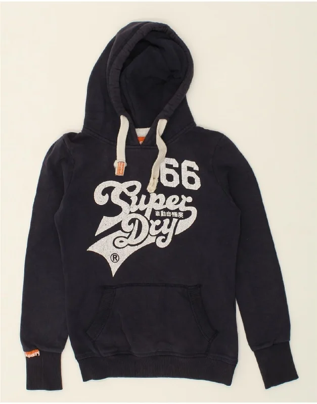 SUPERDRY Mens Graphic Hoodie Jumper XS Navy Blue Cotton