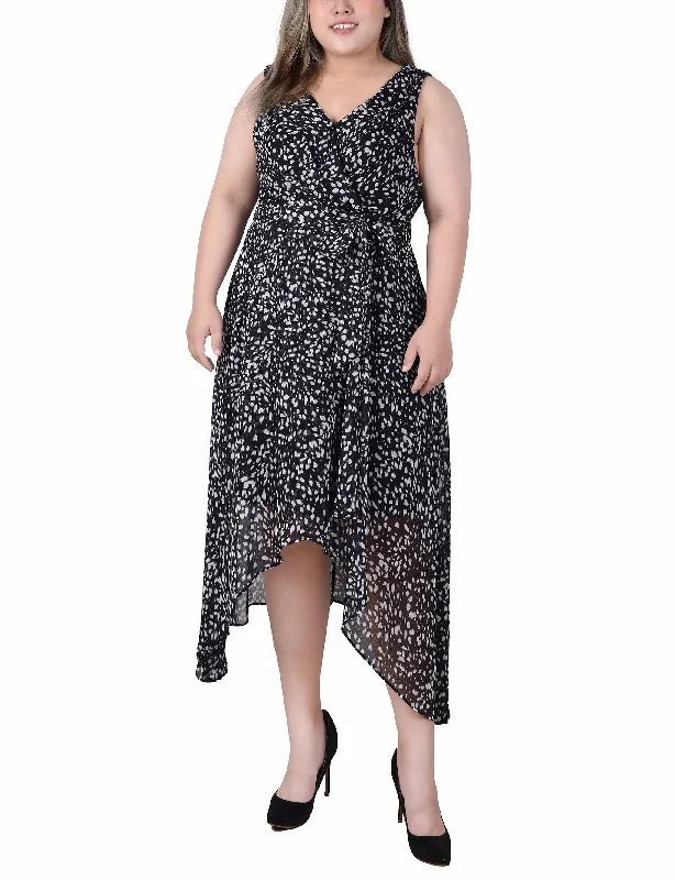 Plus Size Sleeveless Wrap Chiffon Dress