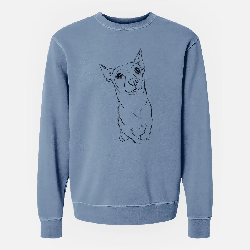 Doodled Nico Suave the Chihuahua Mix - Unisex Pigment Dyed Crew Sweatshirt