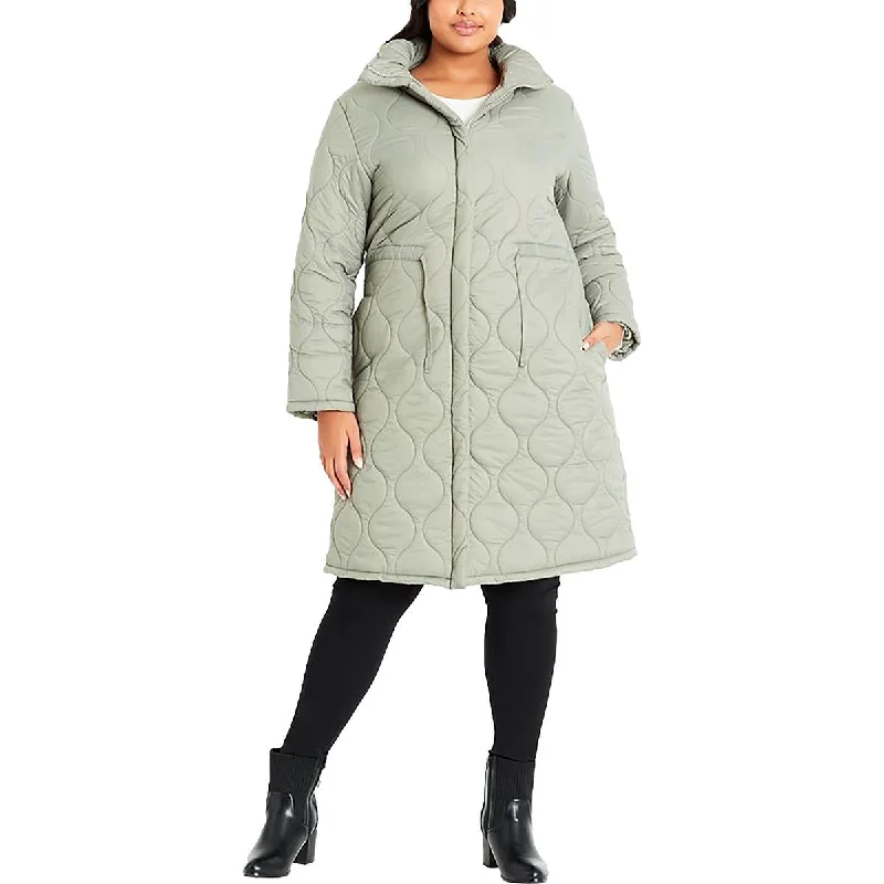 Plus Womens Puffer Long Quilted Coat