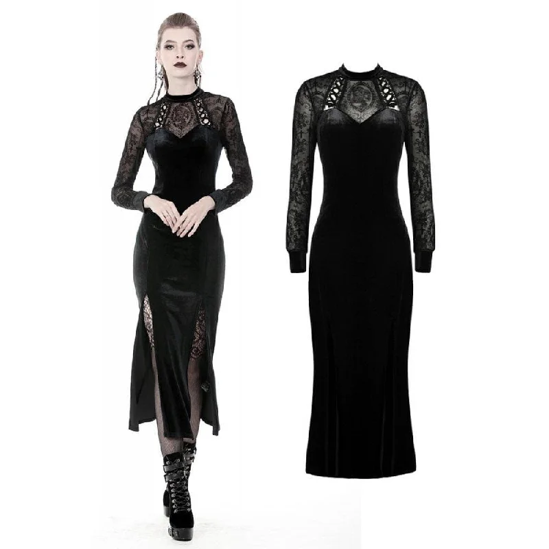 Women's Gothic Slim Velvet Long Party Dresses