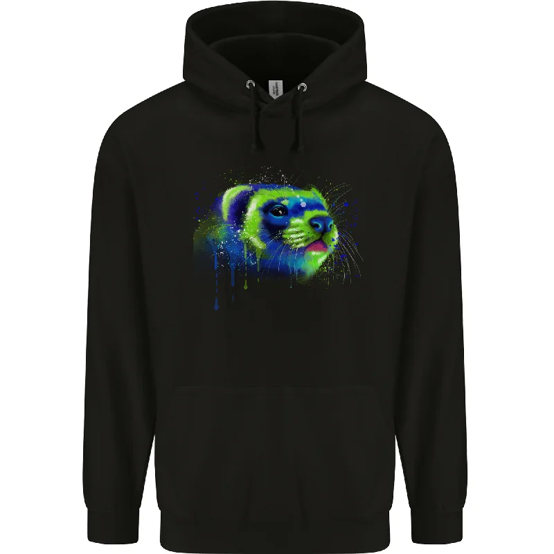 A Ferret Watercolour Mens 80% Cotton Hoodie