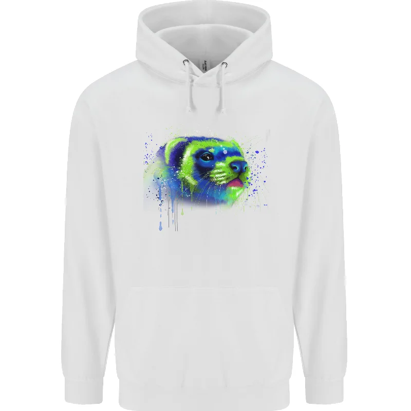 A Ferret Watercolour Mens 80% Cotton Hoodie