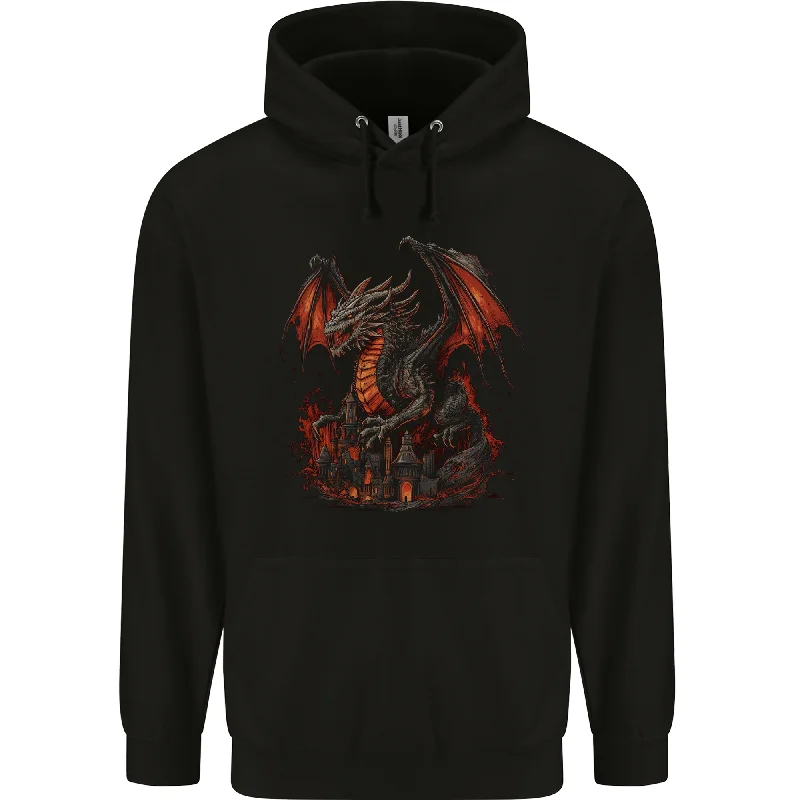 A Fierce Fantasy Dragon Mens 80% Cotton Hoodie