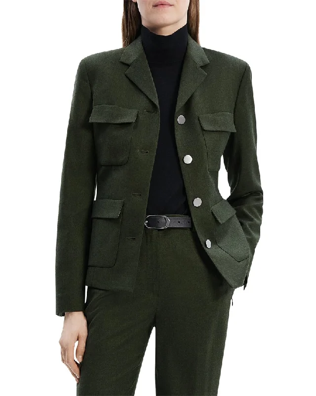 Theory Flannel Wool Military Jacket