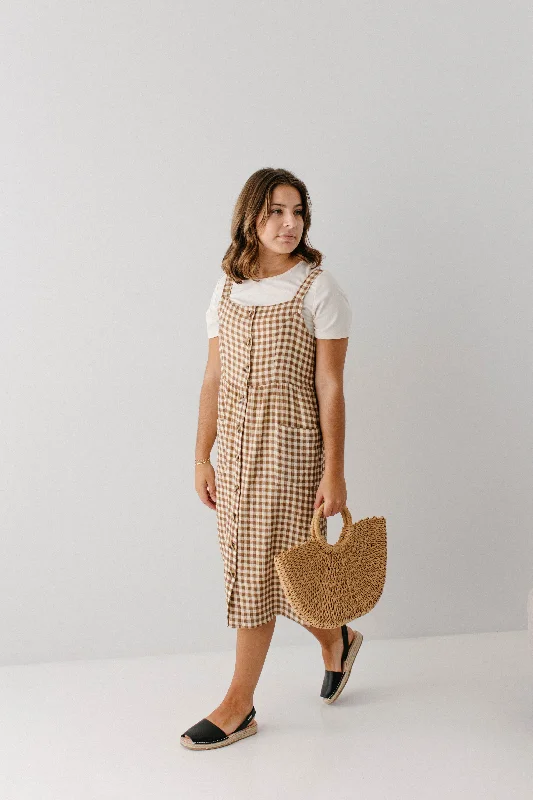 'Cora' Cotton Gingham Pinafore Dress