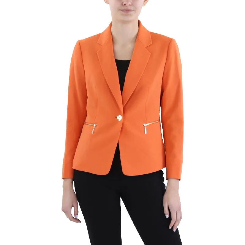 Womens Shoulder Pads Long Sleeve One-Button Blazer