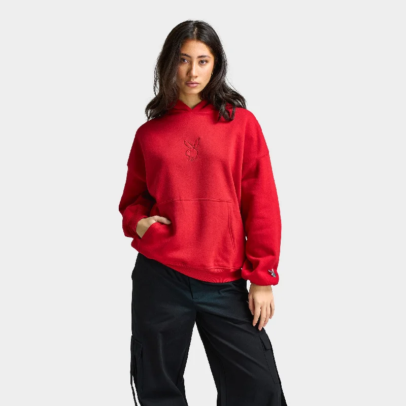 Playboy Script Oversized Hoodie / Red