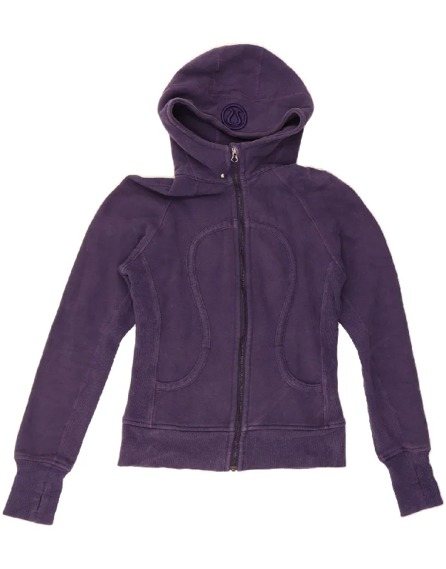 LULULEMON Womens Zip Hoodie Sweater US 6 Medium Purple Cotton