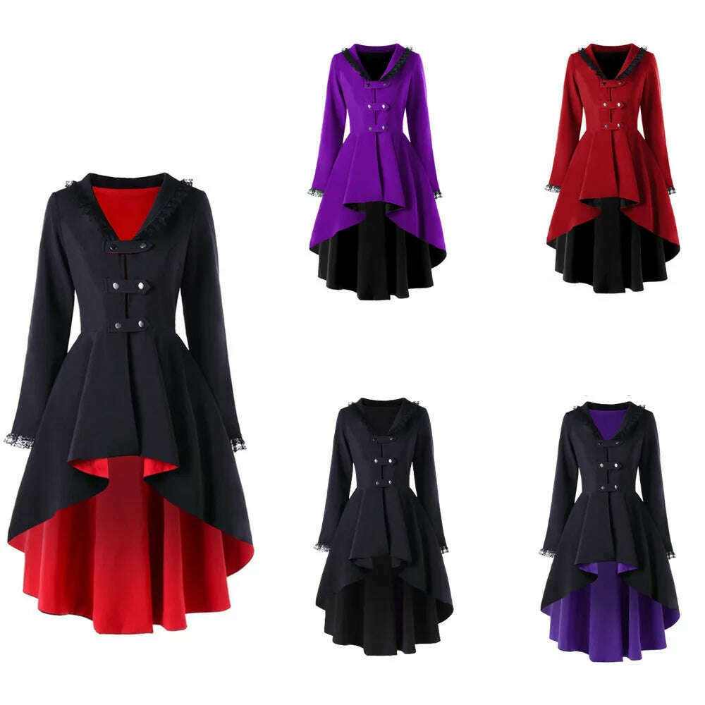 Gothic Steampunk Button Coat Victorian Coat  Blazer Outwear Women Personality Button Lace Windbreaker