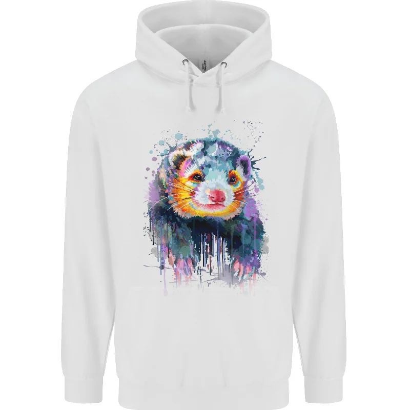 A Ferret Watercolour Mens 80% Cotton Hoodie